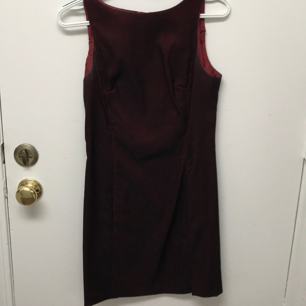 Maurice’s dark red shimmer midi formal dress